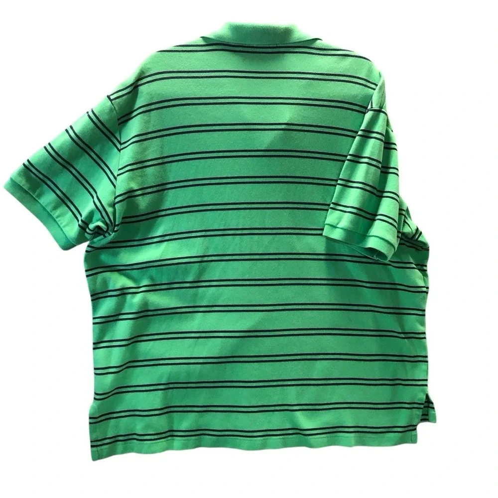 Ralph Lauren Polo Green Stripe Knit 100% Cotton Polo Shirt‎ Short Sleeve 2X Logo
